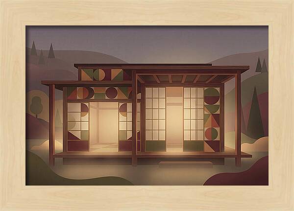 Traditional Wooden House At Dusk