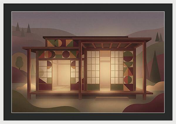 Traditional Wooden House At Dusk