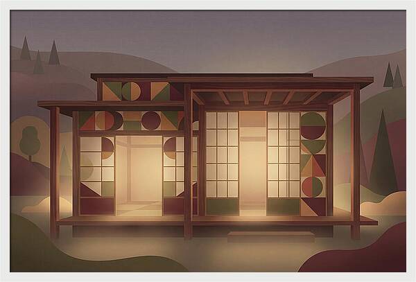 Traditional Wooden House At Dusk