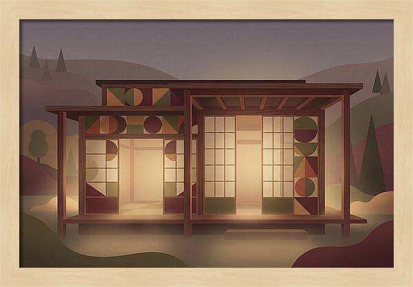 Traditional Wooden House At Dusk