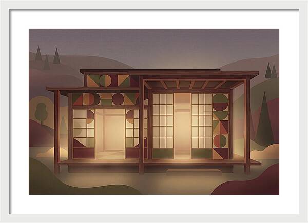 Traditional Wooden House At Dusk