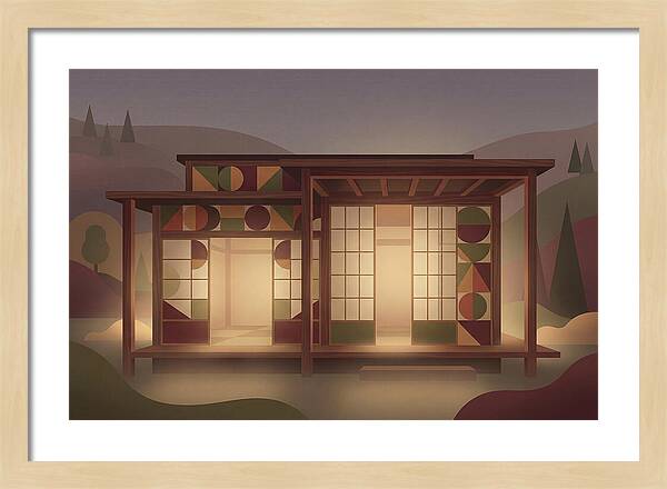 Traditional Wooden House At Dusk