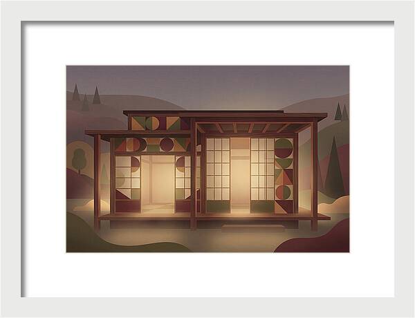 Traditional Wooden House At Dusk