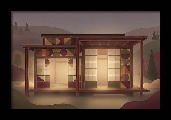 Traditional Wooden House At Dusk
