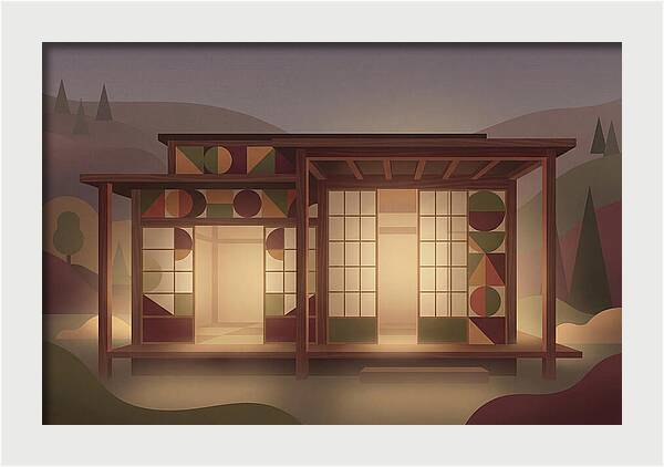 Traditional Wooden House At Dusk