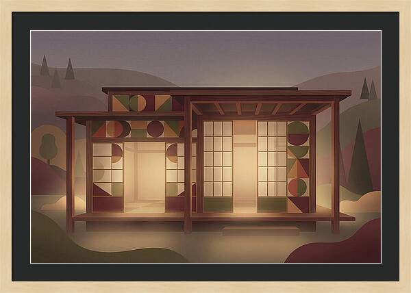 Traditional Wooden House At Dusk