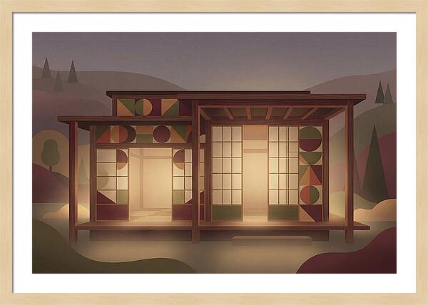 Traditional Wooden House At Dusk