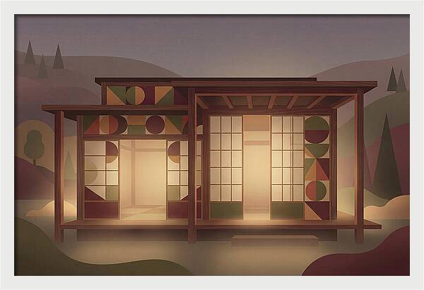 Traditional Wooden House At Dusk