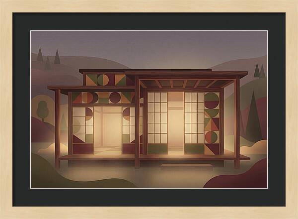 Traditional Wooden House At Dusk