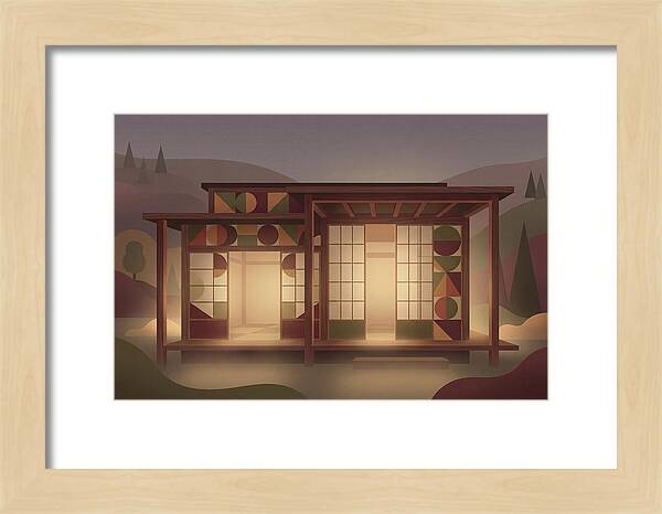 Traditional Wooden House At Dusk