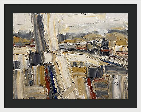 Train Journey Through Abstract Landscape