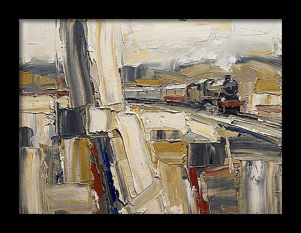 Train Journey Through Abstract Landscape