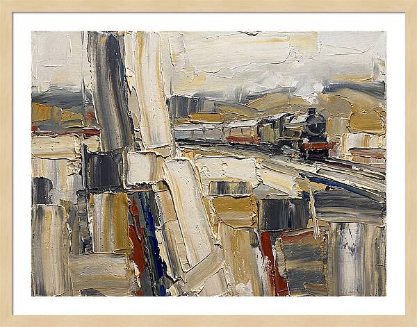 Train Journey Through Abstract Landscape