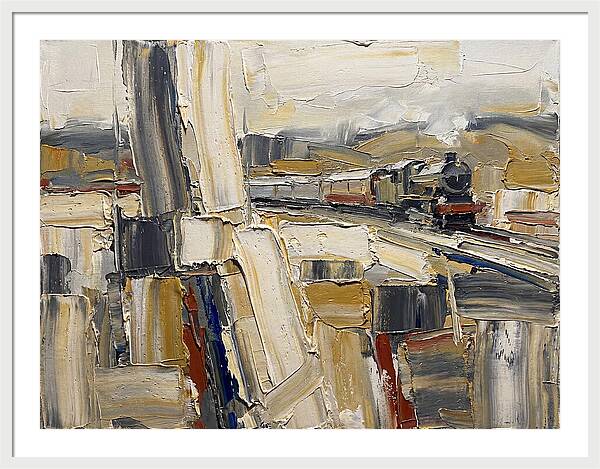 Train Journey Through Abstract Landscape
