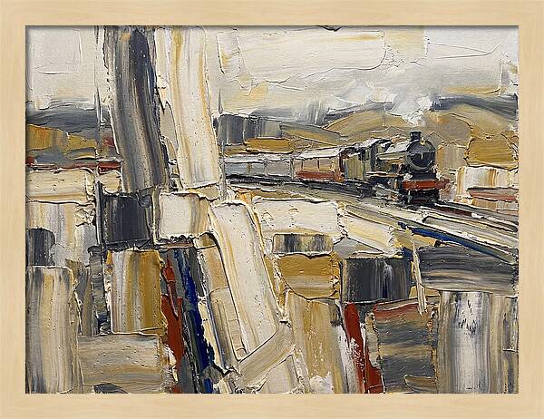 Train Journey Through Abstract Landscape