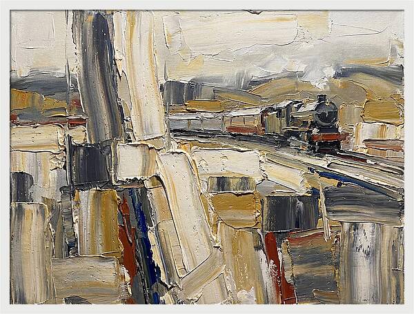 Train Journey Through Abstract Landscape