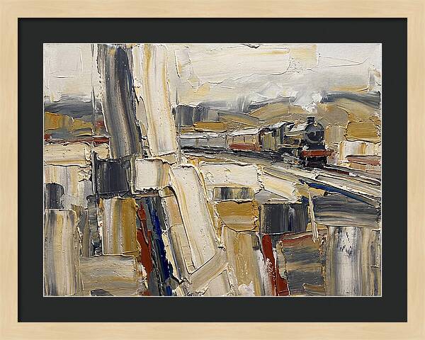 Train Journey Through Abstract Landscape