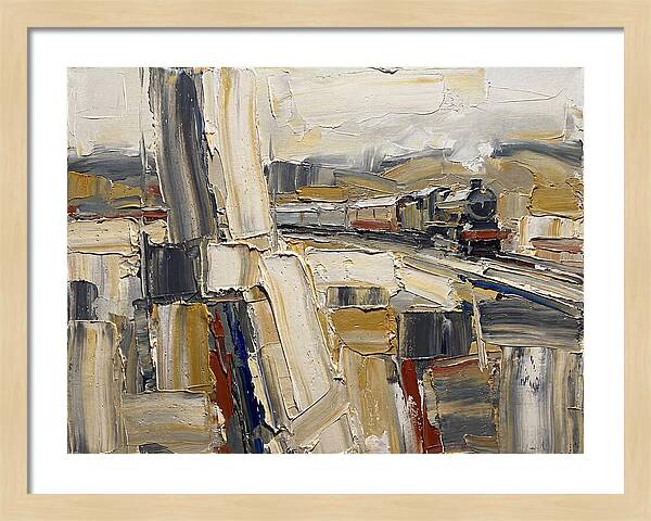Train Journey Through Abstract Landscape