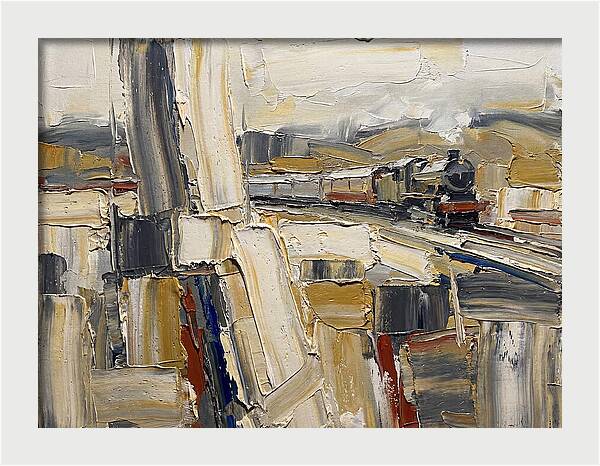 Train Journey Through Abstract Landscape