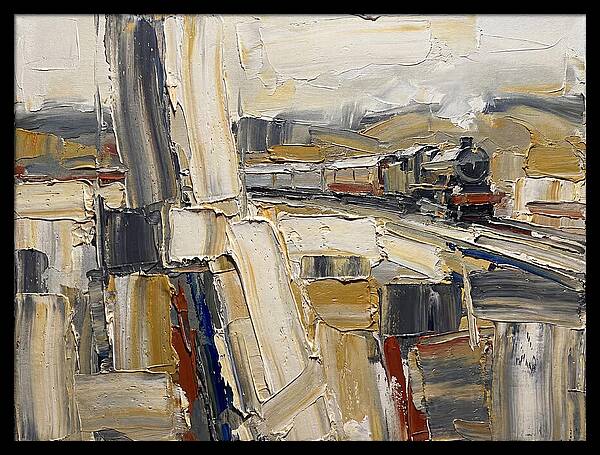Train Journey Through Abstract Landscape