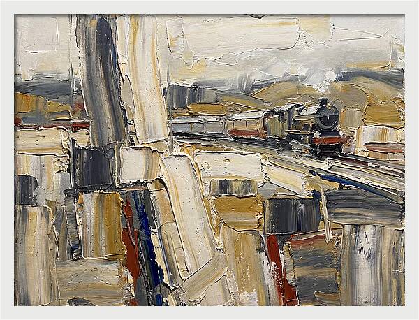 Train Journey Through Abstract Landscape
