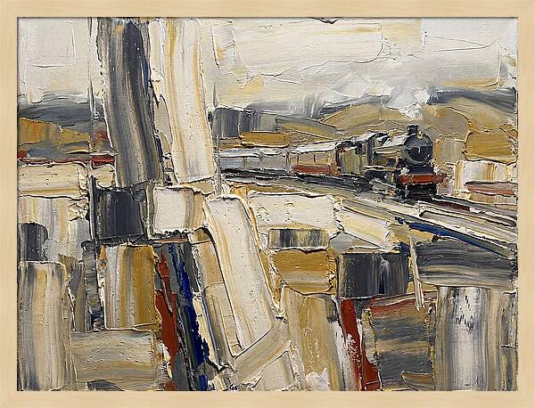 Train Journey Through Abstract Landscape