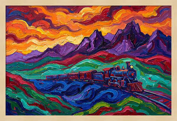 Train Landscape At Sunset