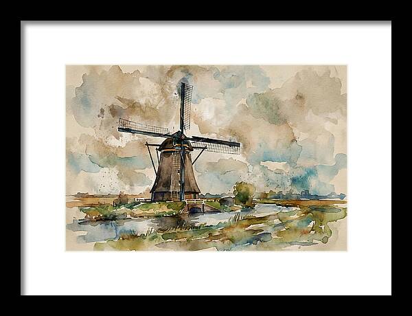 Tranquil Dutch Windmill Scene