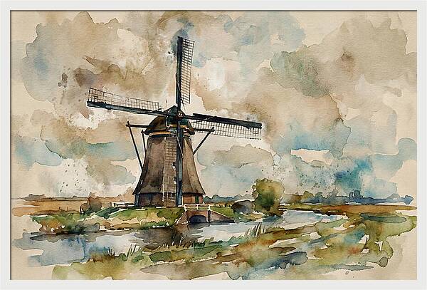 Tranquil Dutch Windmill Scene