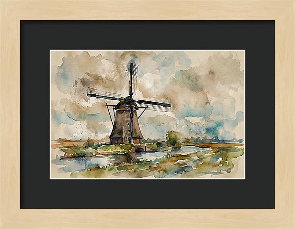 Tranquil Dutch Windmill Scene