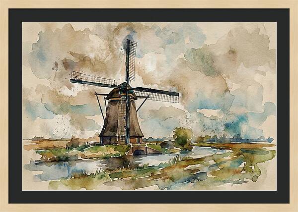 Tranquil Dutch Windmill Scene