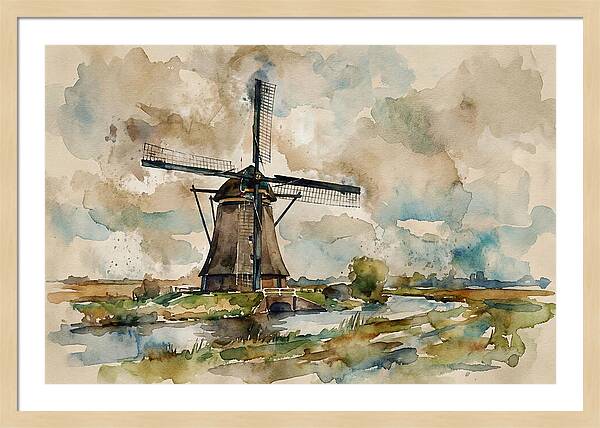 Tranquil Dutch Windmill Scene