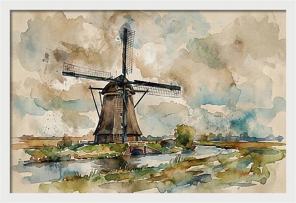Tranquil Dutch Windmill Scene