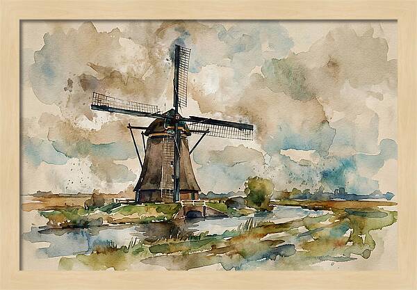 Tranquil Dutch Windmill Scene