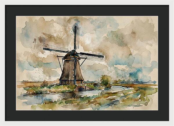 Tranquil Dutch Windmill Scene
