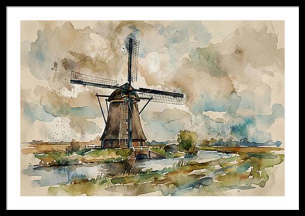 Tranquil Dutch Windmill Scene