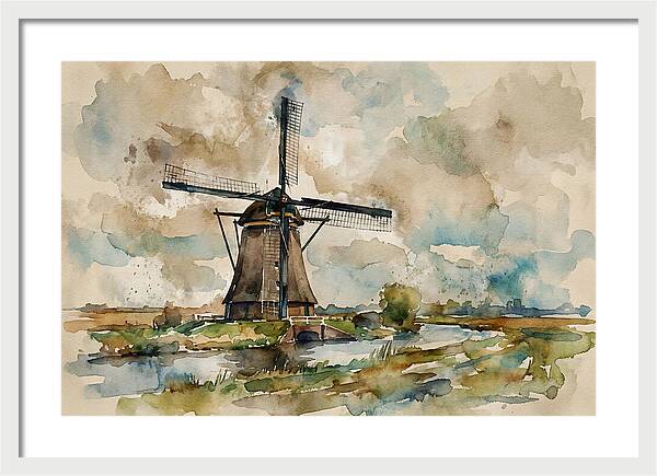 Tranquil Dutch Windmill Scene