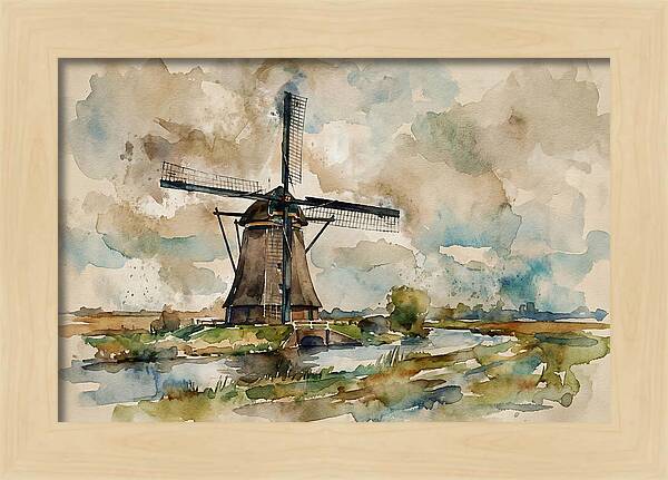 Tranquil Dutch Windmill Scene