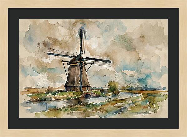 Tranquil Dutch Windmill Scene