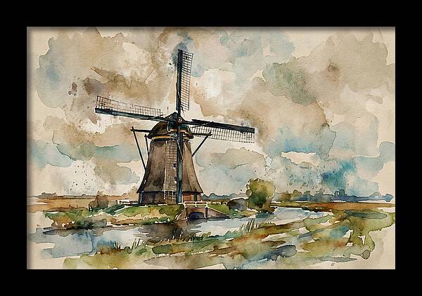 Tranquil Dutch Windmill Scene