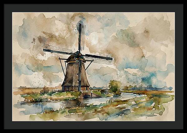 Tranquil Dutch Windmill Scene
