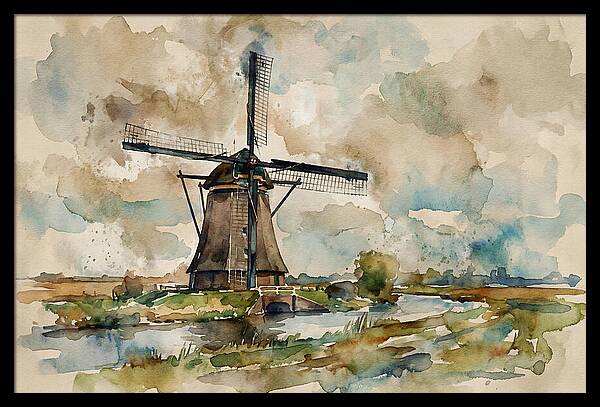 Tranquil Dutch Windmill Scene