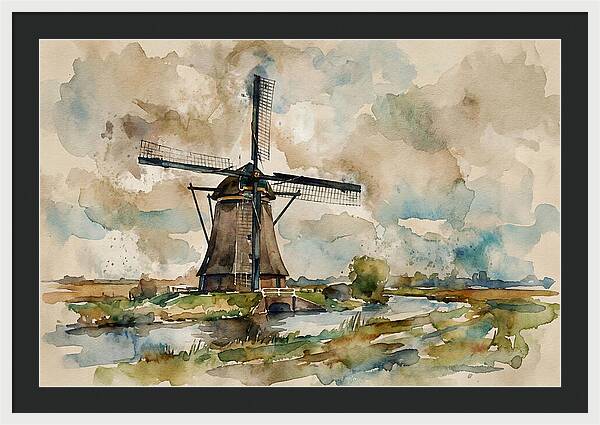 Tranquil Dutch Windmill Scene