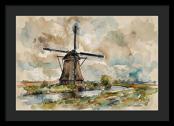 Tranquil Dutch Windmill Scene
