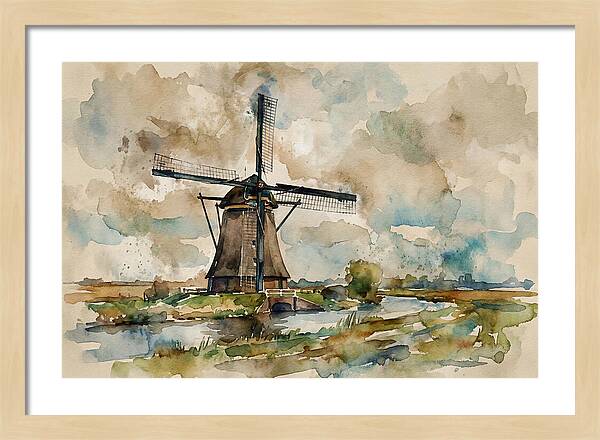 Tranquil Dutch Windmill Scene