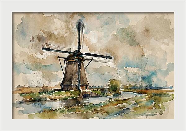 Tranquil Dutch Windmill Scene
