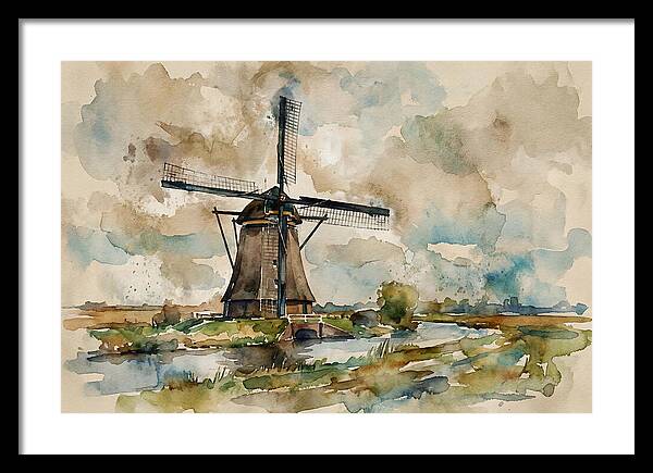 Tranquil Dutch Windmill Scene