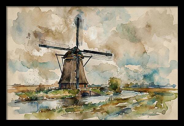 Tranquil Dutch Windmill Scene