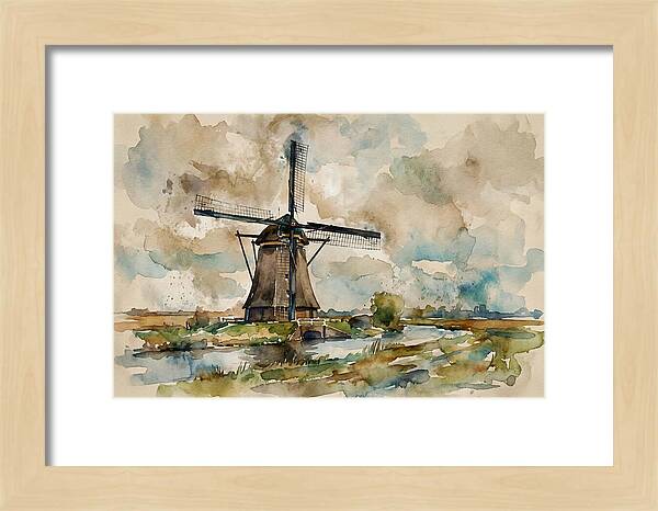 Tranquil Dutch Windmill Scene