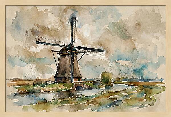 Tranquil Dutch Windmill Scene